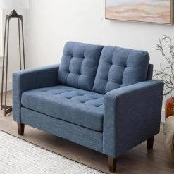 Brynn 60 in. Navy Polyester Upholstered 2 Seat Square Arm Loveseats with Buttonless Tufting by Brookside 18 Brynn 60 in. Navy Polyester Upholstered 2 Seat Square Arm Loveseats with Buttonless Tufting by Brookside -Cheap sumyeg Store navy brookside loveseats bs0005lvs00nv 1d 1000