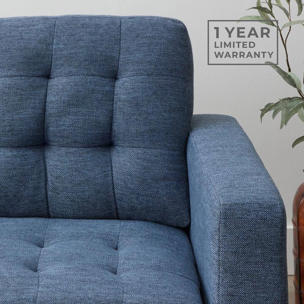 Brynn 60 in. Navy Polyester Upholstered 2 Seat Square Arm Loveseats with Buttonless Tufting by Brookside 14 Brynn 60 in. Navy Polyester Upholstered 2 Seat Square Arm Loveseats with Buttonless Tufting by Brookside - Image 12