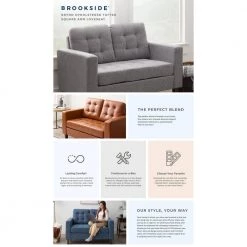 Brynn 60 in. Navy Polyester Upholstered 2 Seat Square Arm Loveseats with Buttonless Tufting by Brookside 22 Brynn 60 in. Navy Polyester Upholstered 2 Seat Square Arm Loveseats with Buttonless Tufting by Brookside -Cheap sumyeg Store navy brookside loveseats bs0005lvs00nv 4f 1000