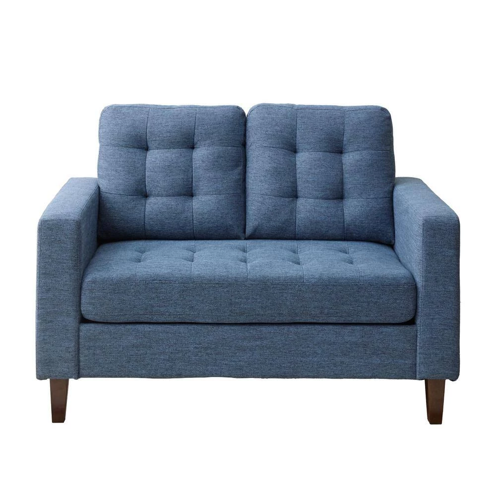 Brynn 60 in. Navy Polyester Upholstered 2 Seat Square Arm Loveseats with Buttonless Tufting by Brookside 9 Brynn 60 in. Navy Polyester Upholstered 2 Seat Square Arm Loveseats with Buttonless Tufting by Brookside - Image 7