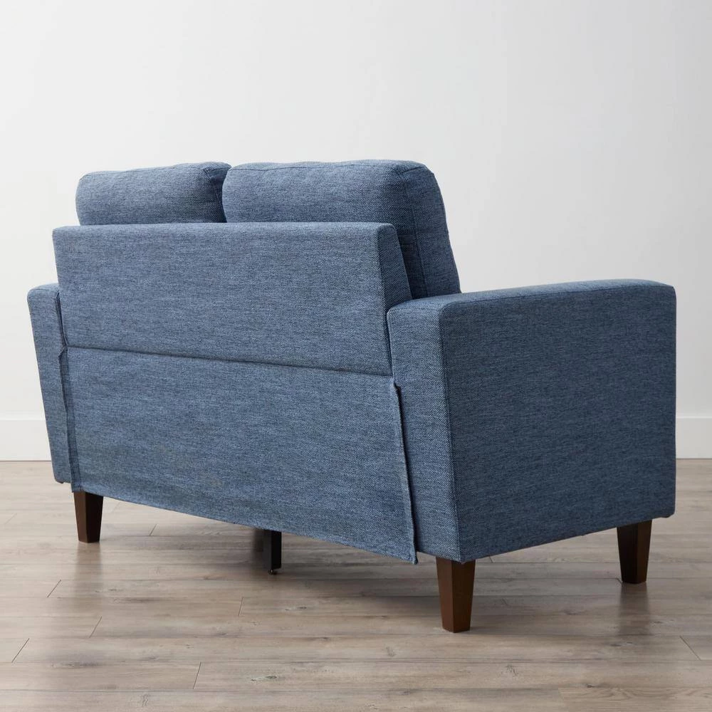 Brynn 60 in. Navy Polyester Upholstered 2 Seat Square Arm Loveseats with Buttonless Tufting by Brookside 10 Brynn 60 in. Navy Polyester Upholstered 2 Seat Square Arm Loveseats with Buttonless Tufting by Brookside - Image 8