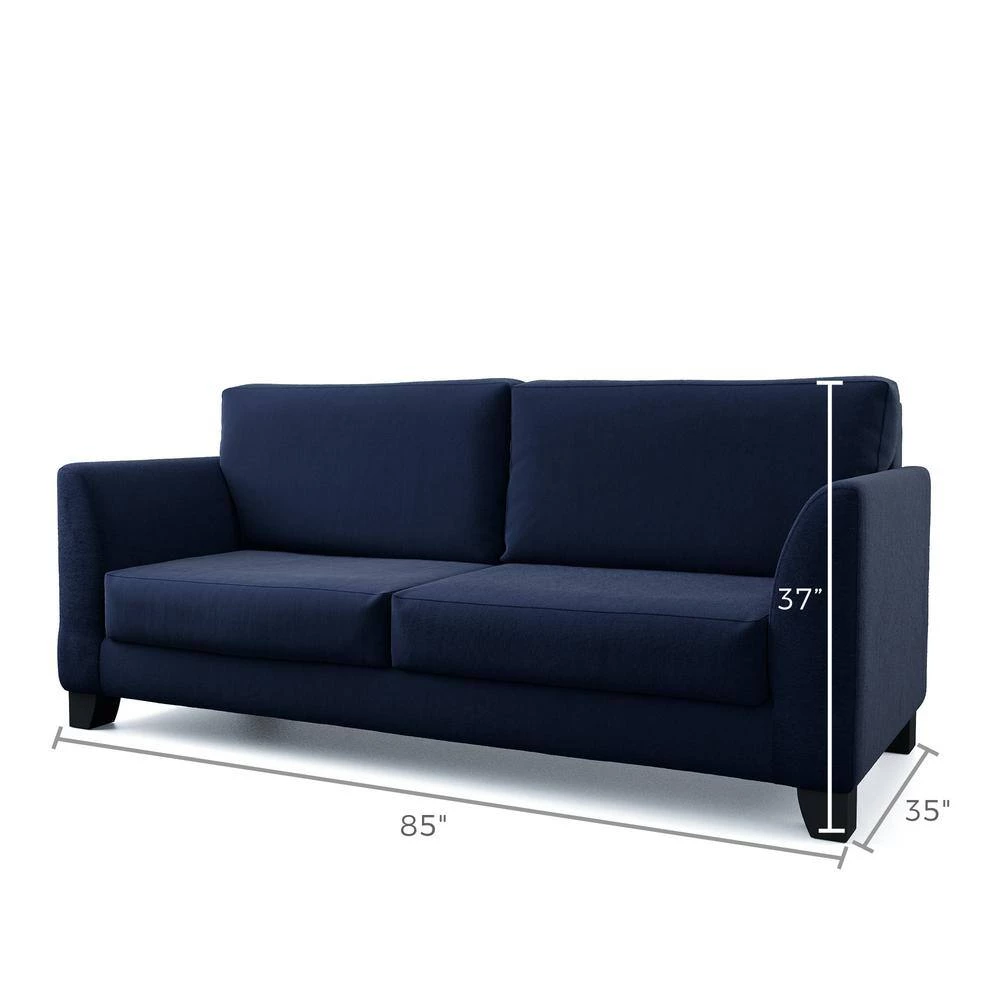 Holly 85 in. Navy Polyester Upholstered 3-Seater Flared Arm Sofa by Brookside 11 Holly 85 in. Navy Polyester Upholstered 3-Seater Flared Arm Sofa by Brookside - Image 9