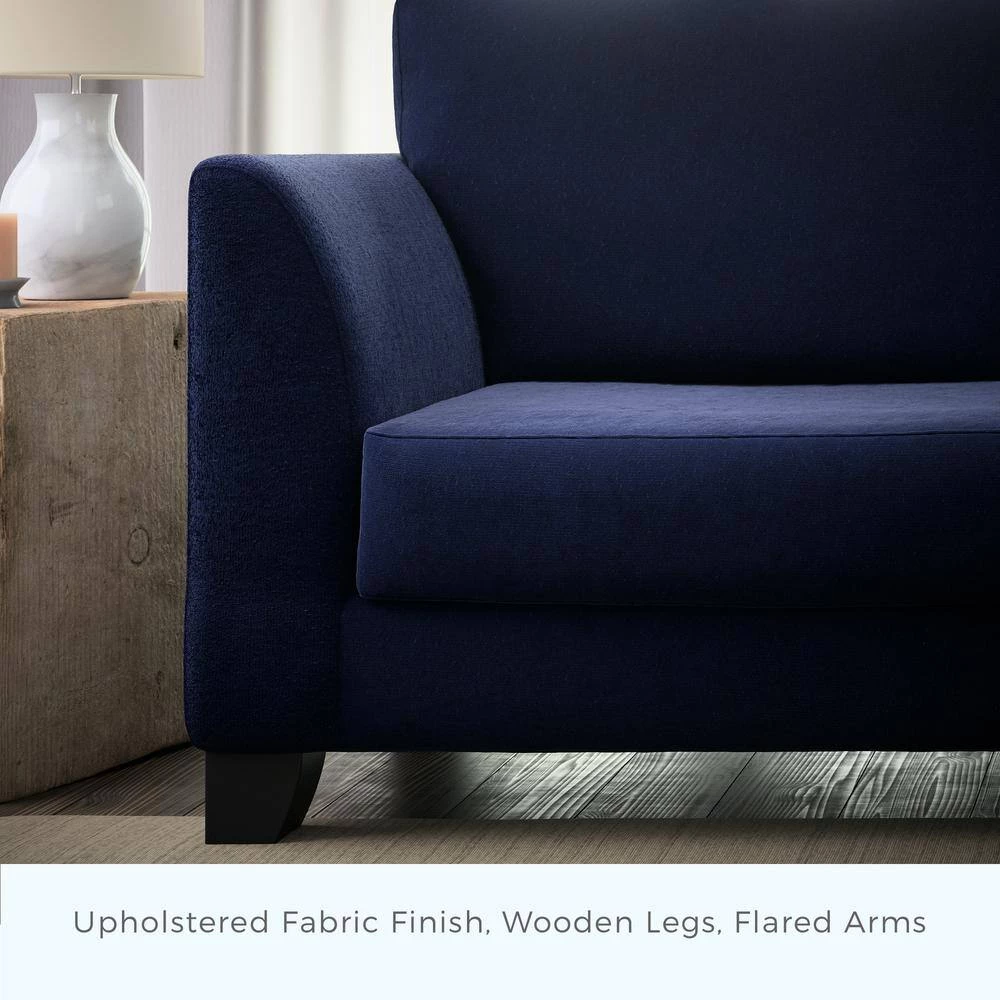 Holly 85 in. Navy Polyester Upholstered 3-Seater Flared Arm Sofa by Brookside 12 Holly 85 in. Navy Polyester Upholstered 3-Seater Flared Arm Sofa by Brookside - Image 10