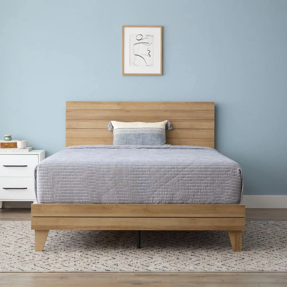 Mabel Brown Northern Maple Wood Frame California King Platform Bed with Shiplap Headboard by Brookside 3 Mabel Brown Northern Maple Wood Frame California King Platform Bed with Shiplap Headboard by Brookside