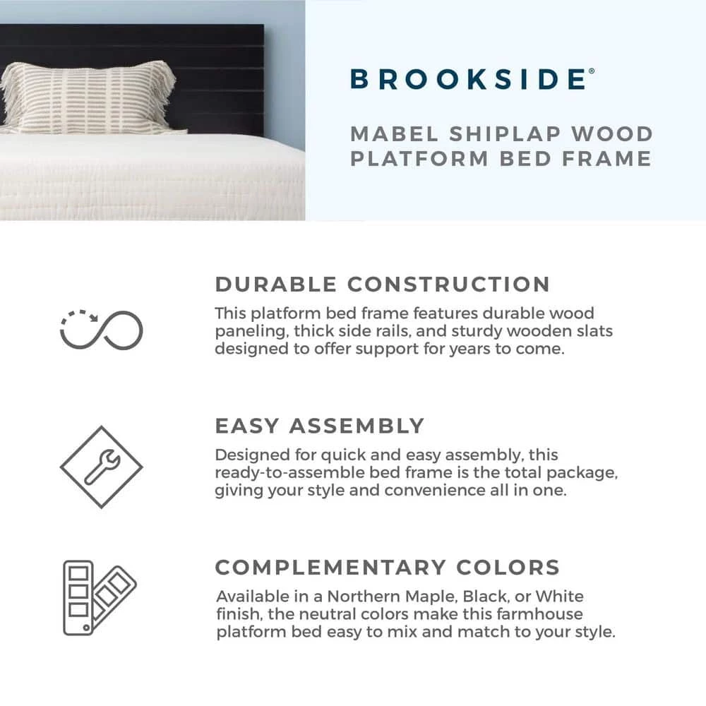 Mabel Brown Northern Maple Wood Frame California King Platform Bed with Shiplap Headboard by Brookside 6 Mabel Brown Northern Maple Wood Frame California King Platform Bed with Shiplap Headboard by Brookside - Image 4