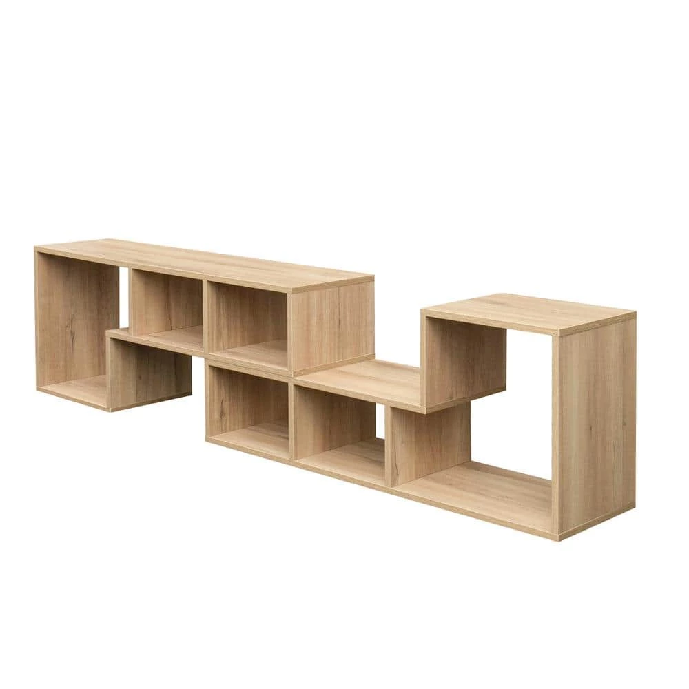16.89 in. Rustic Double L-Shaped Oak Display Shelf Standard Bookcase TV Cabinet by sumyeg 3 16.89 in. Rustic Double L-Shaped Oak Display Shelf Standard Bookcase TV Cabinet by sumyeg