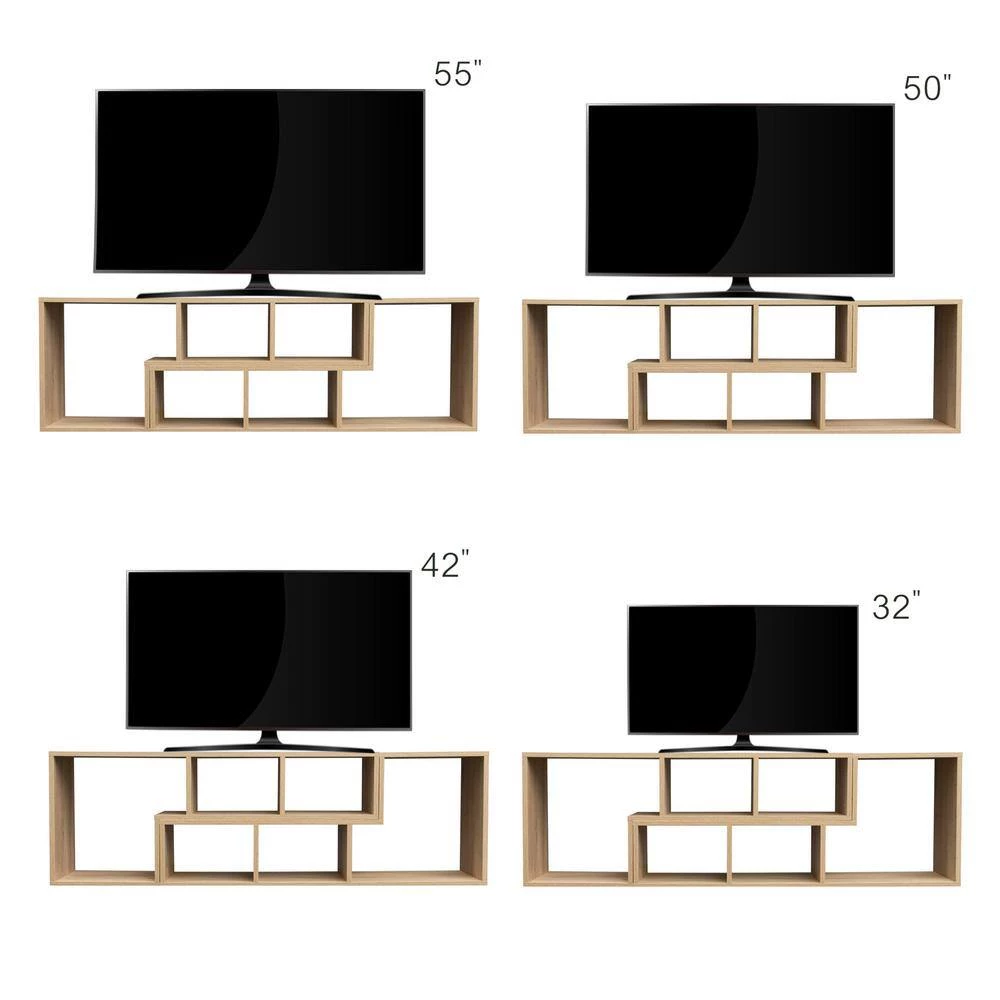 16.89 in. Rustic Double L-Shaped Oak Display Shelf Standard Bookcase TV Cabinet by sumyeg 8 16.89 in. Rustic Double L-Shaped Oak Display Shelf Standard Bookcase TV Cabinet by sumyeg - Image 6