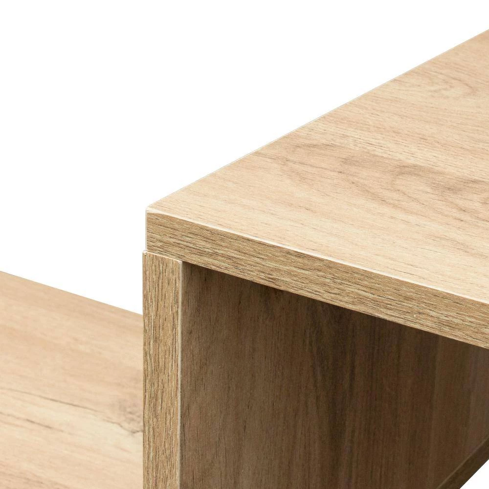 16.89 in. Rustic Double L-Shaped Oak Display Shelf Standard Bookcase TV Cabinet by sumyeg 12 16.89 in. Rustic Double L-Shaped Oak Display Shelf Standard Bookcase TV Cabinet by sumyeg - Image 10