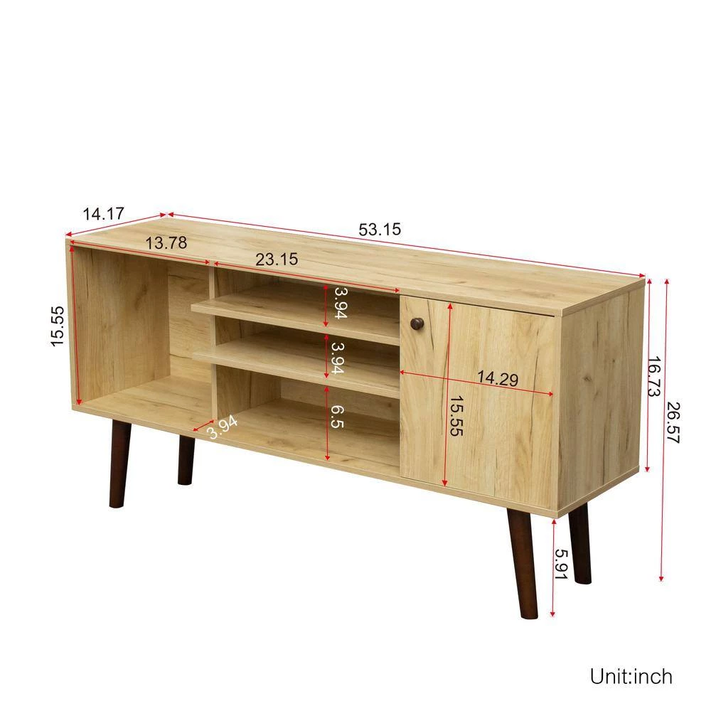 High Quality 53.15 in. Particle Board Oak TV Stand TV Console with Storage and Shelves Cabinet Fits TV's up to 53.15 in. by sumyeg 8 High Quality 53.15 in. Particle Board Oak TV Stand TV Console with Storage and Shelves Cabinet Fits TV's up to 53.15 in. by sumyeg - Image 6