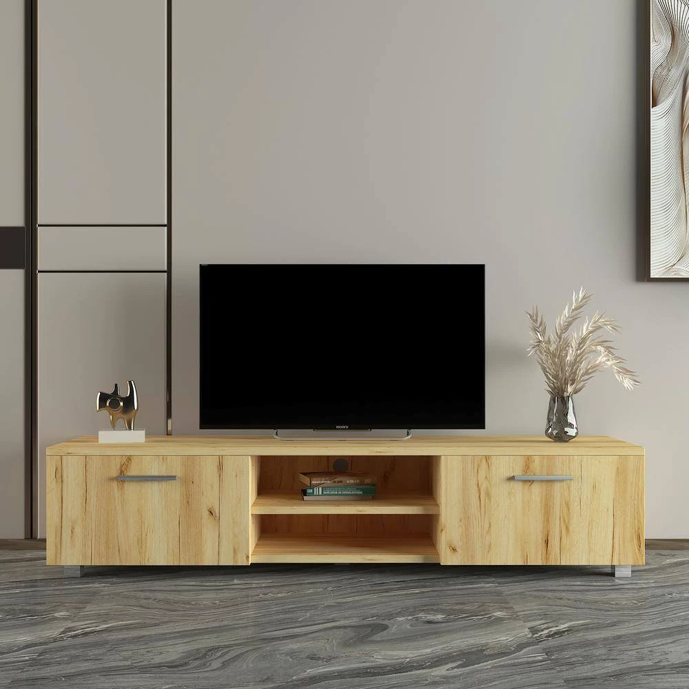 63 in. Wooden Oak TV Stand TV Console with 2-Doors Fits TV's up to 70 in. for Living Room by sumyeg 15 63 in. Wooden Oak TV Stand TV Console with 2-Doors Fits TV's up to 70 in. for Living Room by sumyeg - Image 13
