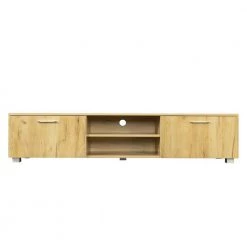 63 in. Wooden Oak TV Stand TV Console with 2-Doors Fits TV's up to 70 in. for Living Room by sumyeg