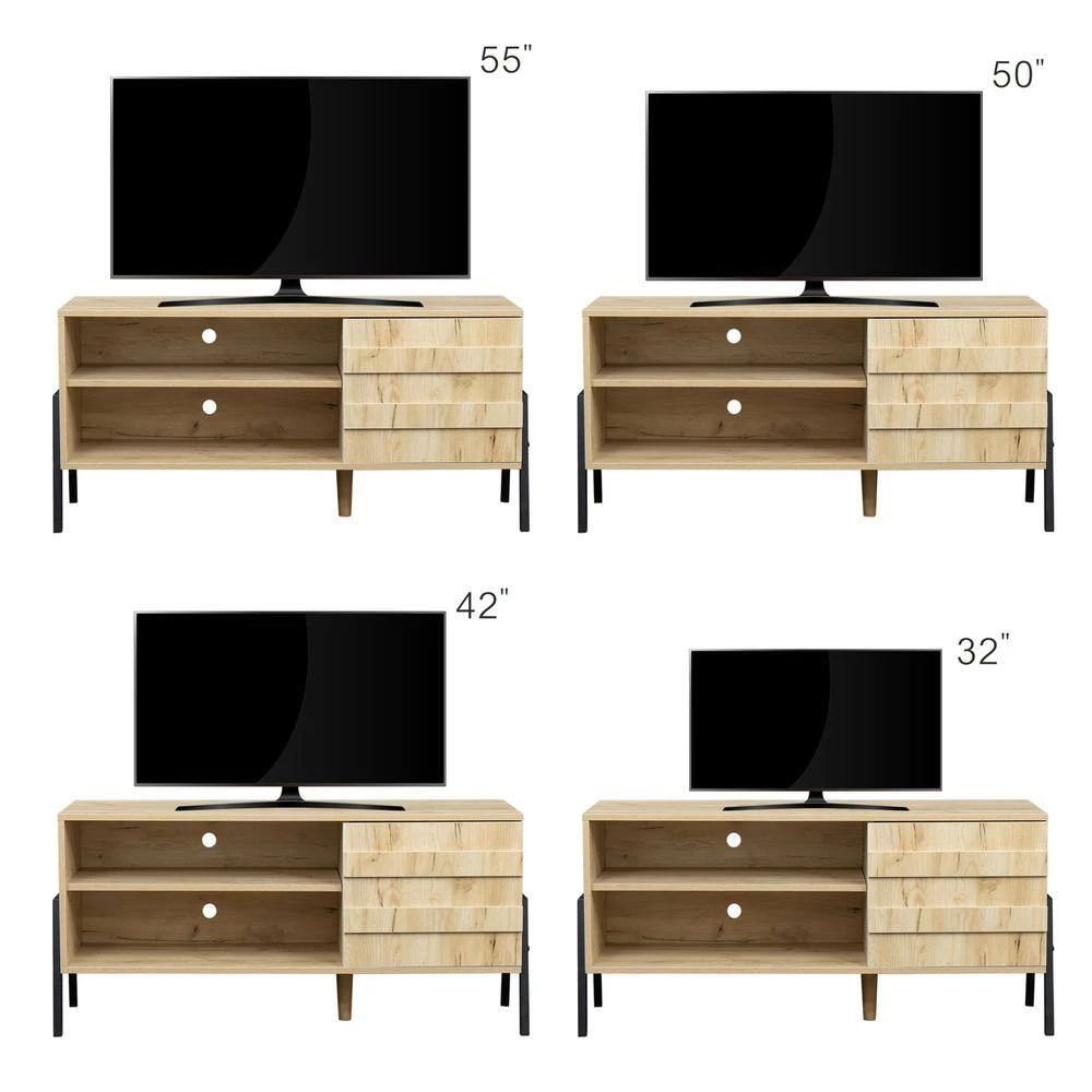 Mid-century 43.31 in Wooden Oak TV Console TV Stand Media Cabinet for Living Room, Bedroom and Office by sumyeg 12 Mid-century 43.31 in Wooden Oak TV Console TV Stand Media Cabinet for Living Room, Bedroom and Office by sumyeg - Image 10