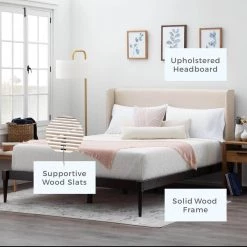 Isla Queen Upholstered Wingback Wood Platform Bed Frame by Brookside 17 Isla Queen Upholstered Wingback Wood Platform Bed Frame by Brookside -Cheap sumyeg Store oat brookside platform beds bs0001uwbqqbm 4f 1000