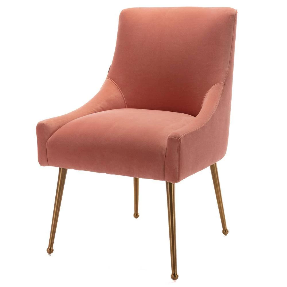 Modern Pink Velvet Accent Chair Leisure Side Chair with Gold Chromed Legs by sumyeg 8 Modern Pink Velvet Accent Chair Leisure Side Chair with Gold Chromed Legs by sumyeg - Image 6
