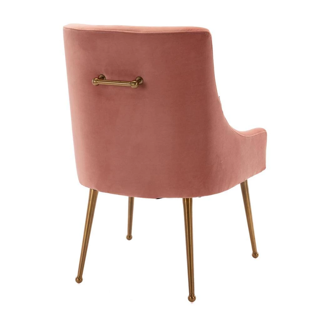 Modern Pink Velvet Accent Chair Leisure Side Chair with Gold Chromed Legs by sumyeg 6 Modern Pink Velvet Accent Chair Leisure Side Chair with Gold Chromed Legs by sumyeg - Image 4