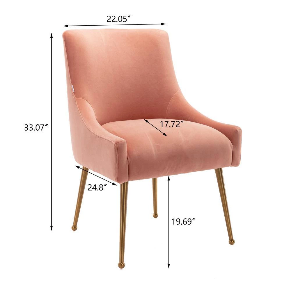 Modern Pink Velvet Accent Chair Leisure Side Chair with Gold Chromed Legs by sumyeg 10 Modern Pink Velvet Accent Chair Leisure Side Chair with Gold Chromed Legs by sumyeg - Image 8
