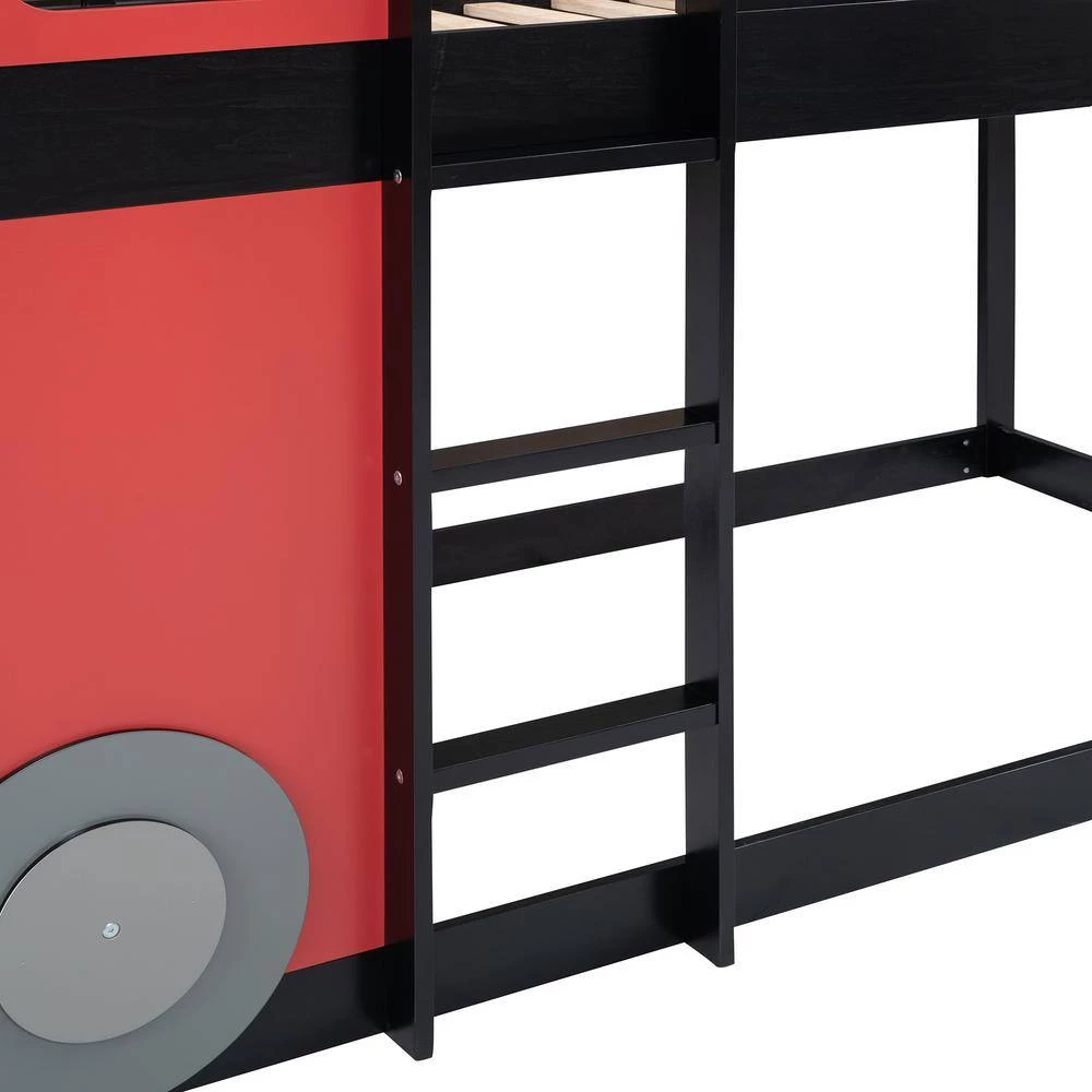 Red Twin size Loft Bed Wooden Bed with Train Shape Design by Polibi 9 Red Twin size Loft Bed Wooden Bed with Train Shape Design by Polibi - Image 7