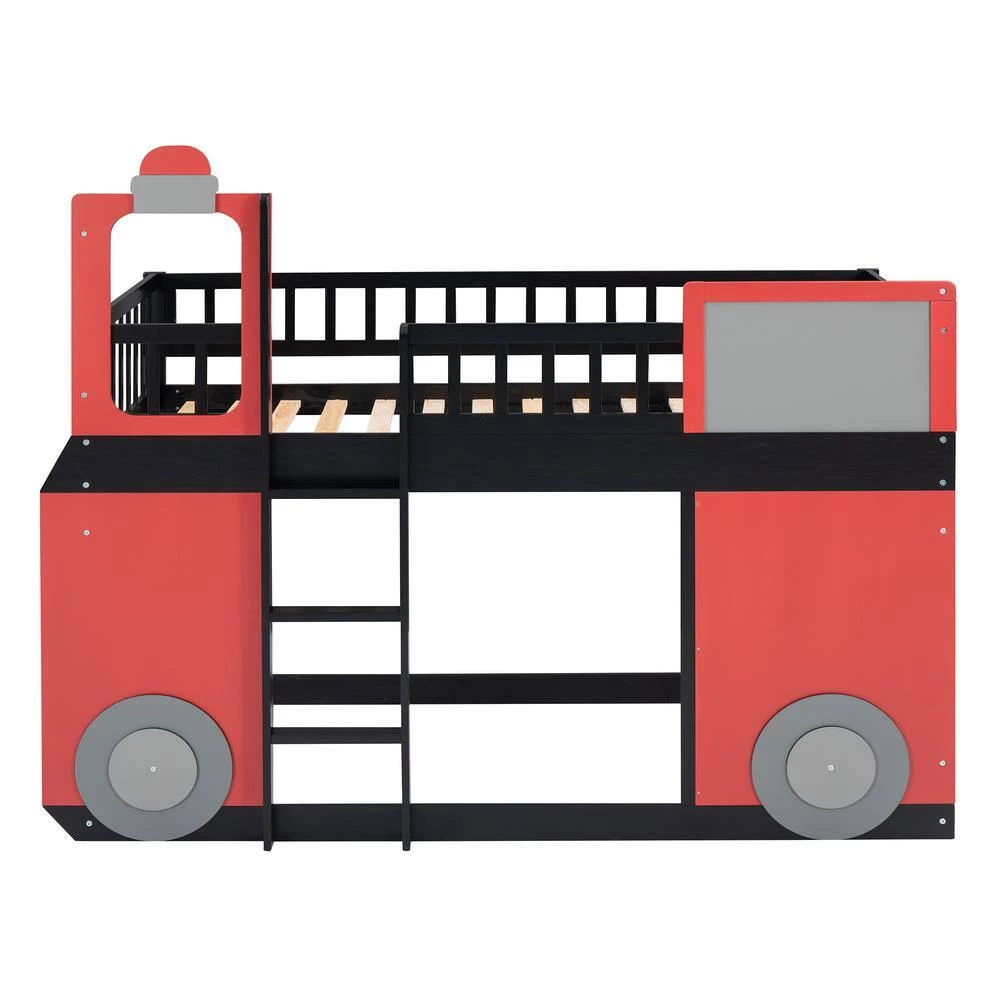 Red Twin size Loft Bed Wooden Bed with Train Shape Design by Polibi 7 Red Twin size Loft Bed Wooden Bed with Train Shape Design by Polibi - Image 5