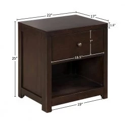 Rich Brown Vintage Aesthetic 1 Drawer Solid Wood Nightstand Sofa End Table (22"L x 17"W x 25"H) by Polibi 12 Rich Brown Vintage Aesthetic 1 Drawer Solid Wood Nightstand Sofa End Table (22"L x 17"W x 25"H) by Polibi -Cheap sumyeg Store rich brown polibi nightstands rs bvadn 40 1000