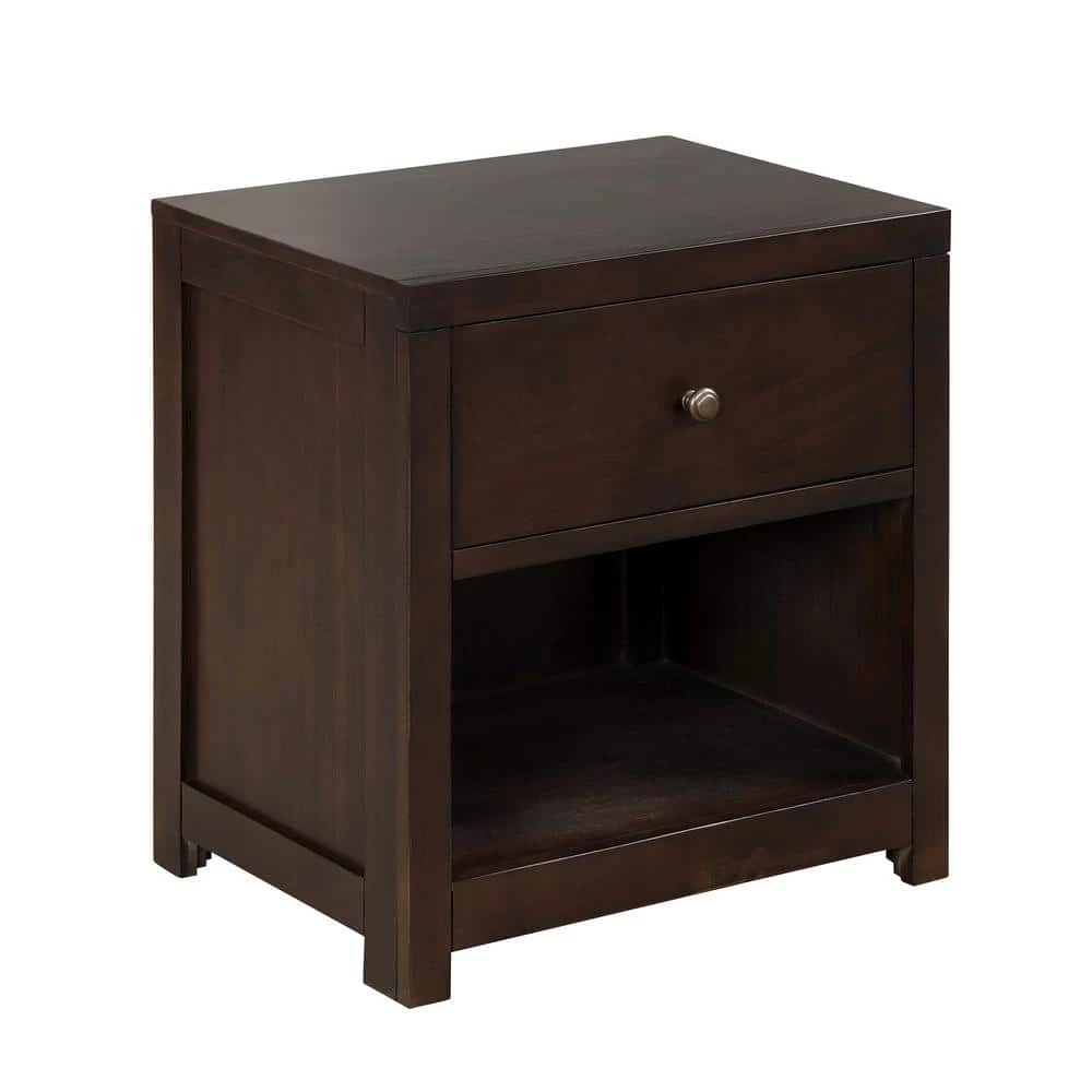 Rich Brown Vintage Aesthetic 1 Drawer Solid Wood Nightstand Sofa End Table (22"L x 17"W x 25"H) by Polibi 3 Rich Brown Vintage Aesthetic 1 Drawer Solid Wood Nightstand Sofa End Table (22"L x 17"W x 25"H) by Polibi