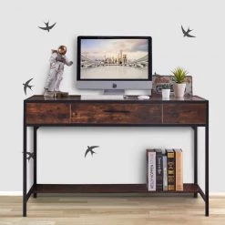 47 in. W Classic Rectangle Writing Desk Brown Wood 1-Drawer Executive Desk with Storage by sumyeg 15 47 in. W Classic Rectangle Writing Desk Brown Wood 1-Drawer Executive Desk with Storage by sumyeg -Cheap sumyeg Store rustic brown sumyeg writing desks su cd 060 31 1000
