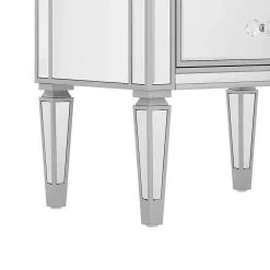 Modern Silver Finished End Table, Nightstand with 2 Drawers by Polibi -Cheap sumyeg Store silver polibi nightstands rs msfen2d 1f 1000