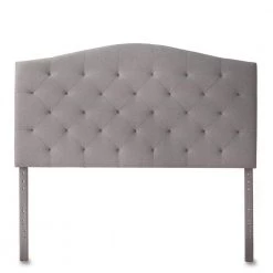 Liza Curved Edge Gray Stone Upholstered King Headboard with Buttonless Diamond Tufting by Brookside