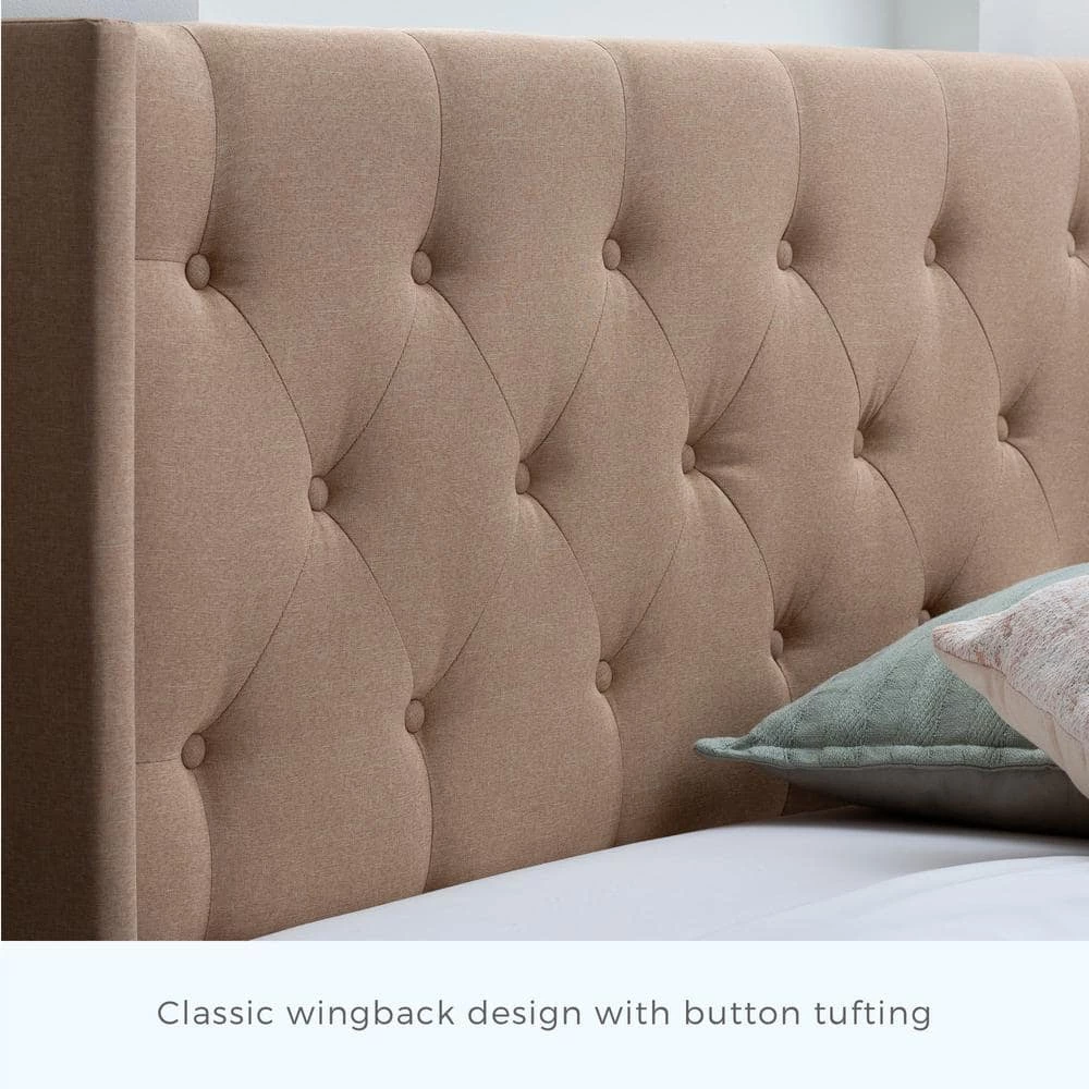 Bella Low Profile Stone Queen Wingback Headboard by Brookside 6 Bella Low Profile Stone Queen Wingback Headboard by Brookside - Image 4