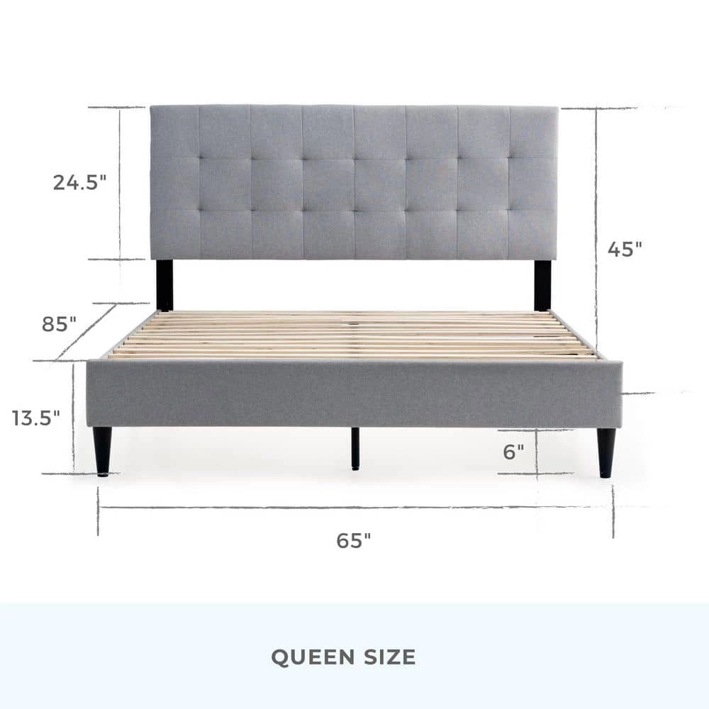 Tara Gray Stone Queen Square Tufted Upholstered Platform Bed by Brookside 6 Tara Gray Stone Queen Square Tufted Upholstered Platform Bed by Brookside - Image 4