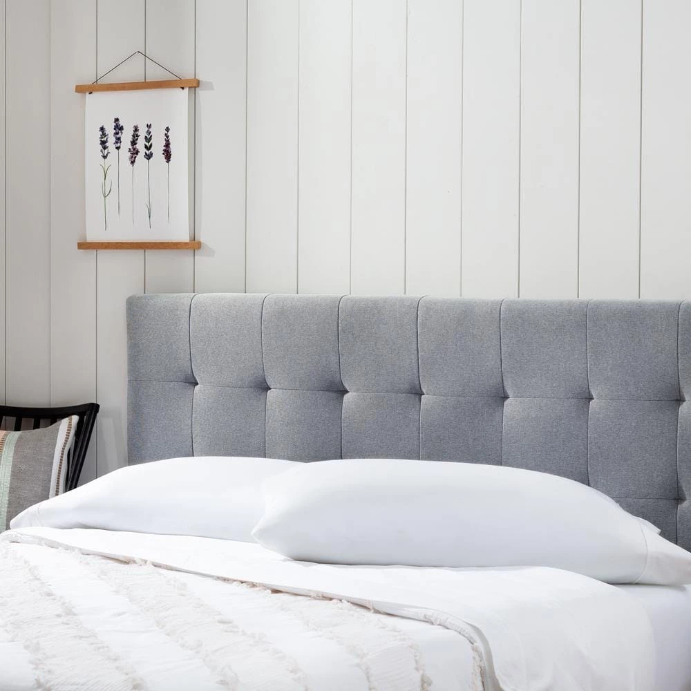 Tara Gray Stone Queen Square Tufted Upholstered Platform Bed by Brookside 9 Tara Gray Stone Queen Square Tufted Upholstered Platform Bed by Brookside - Image 7