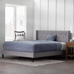 Isabelle Upholstered Stone Queen Wingback Diamond Tufted Platform Bed by Brookside -Cheap sumyeg Store stone brookside platform beds bs0007ubdqqst 1d 1000