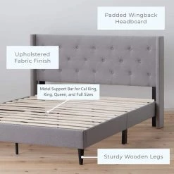 Isabelle Upholstered Stone Queen Wingback Diamond Tufted Platform Bed by Brookside -Cheap sumyeg Store stone brookside platform beds bs0007ubdqqst 44 1000