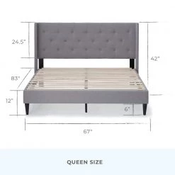 Isabelle Upholstered Stone Queen Wingback Diamond Tufted Platform Bed by Brookside -Cheap sumyeg Store stone brookside platform beds bs0007ubdqqst d4 1000