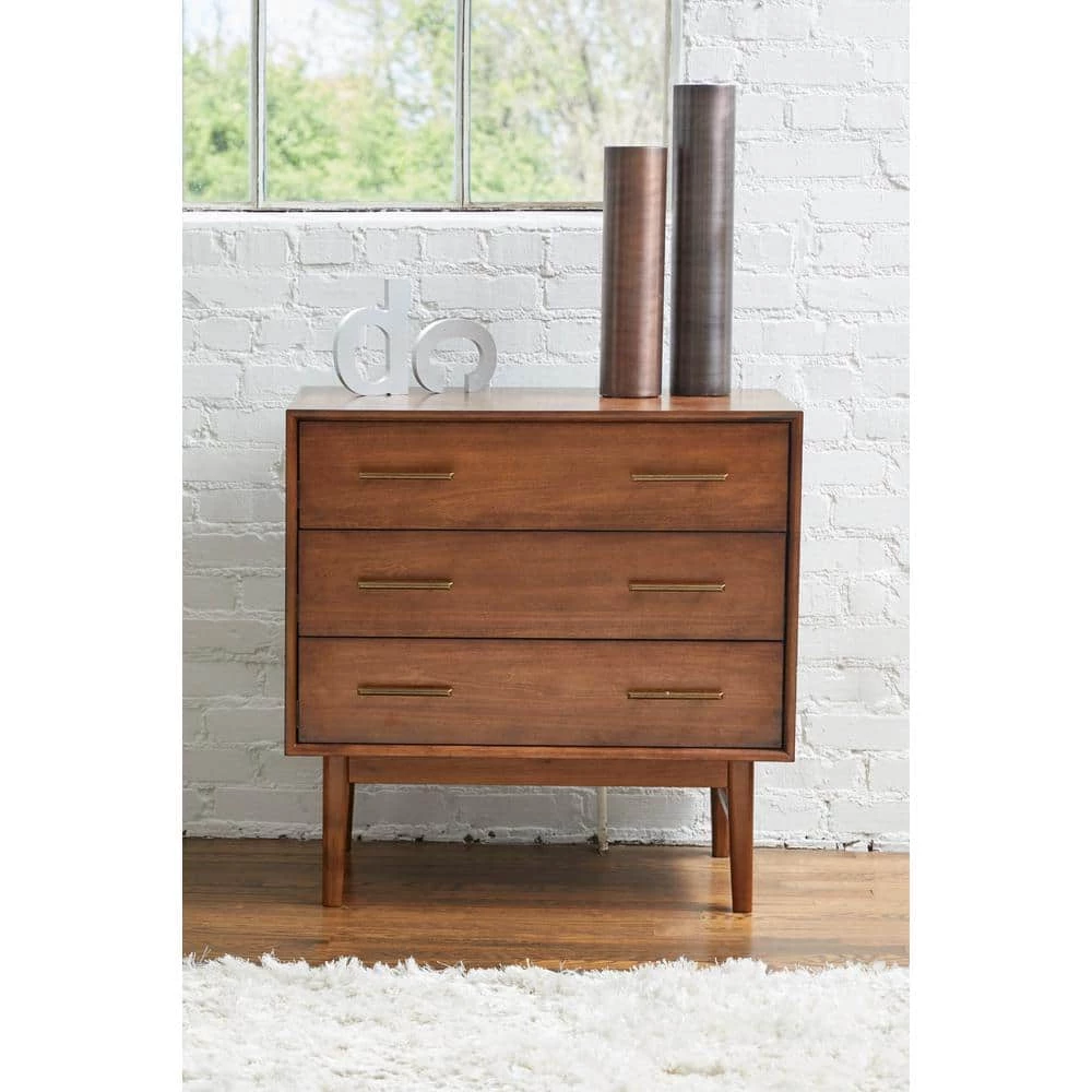Altha 32 in. H x 18 in. H x 32 in. W Solid Wood Walnut 3-Drawer Chest by Nyhus 8 Altha 32 in. H x 18 in. H x 32 in. W Solid Wood Walnut 3-Drawer Chest by Nyhus - Image 6