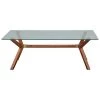 Marta 51 in. Walnut Mid-Century Style Rectangle Solid Wood Coffee Table with Glass Top by Nyhus