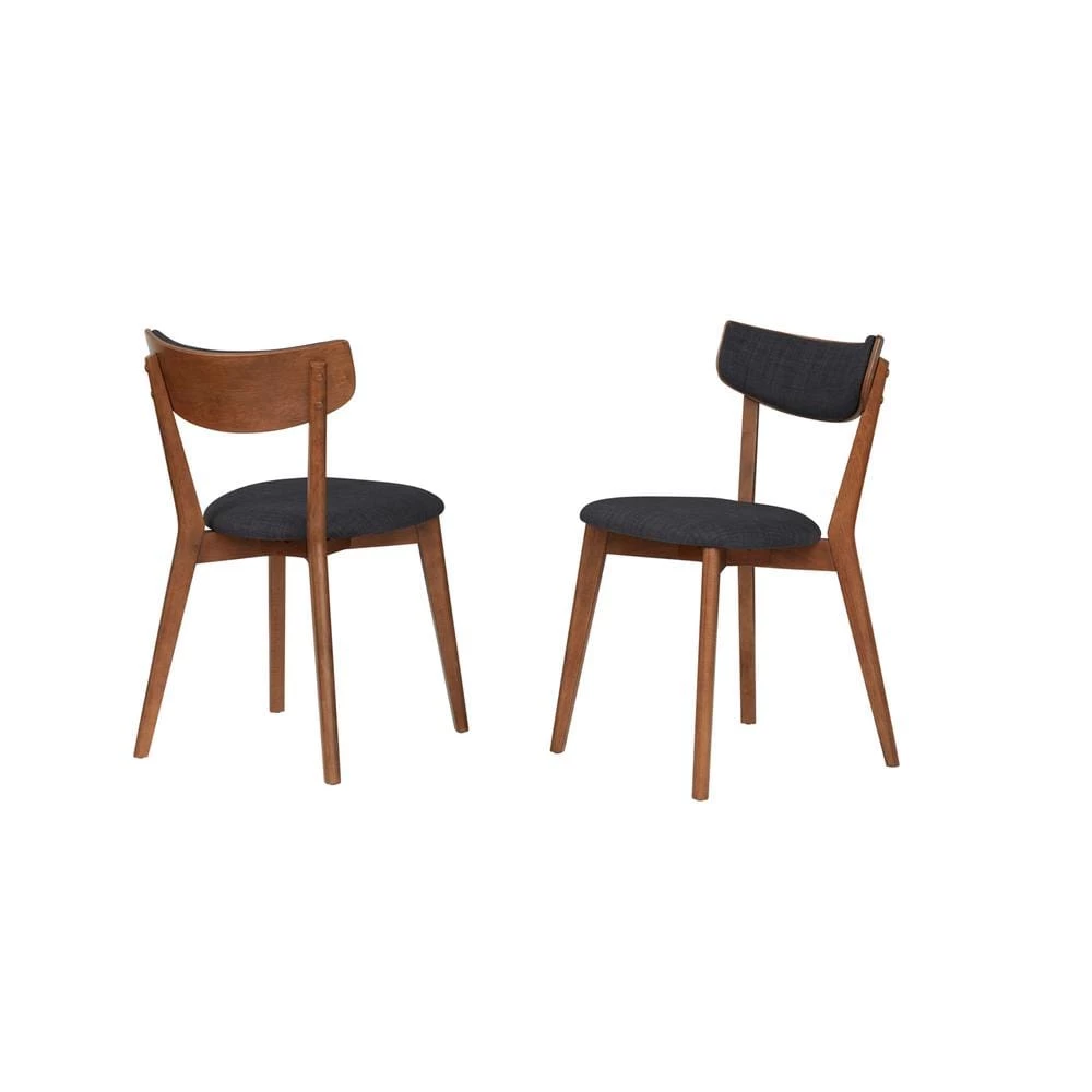Afton Mid-Century Walnut KD Dining Chair with Fabric Seat (Set of 2) by Nyhus 3 Afton Mid-Century Walnut KD Dining Chair with Fabric Seat (Set of 2) by Nyhus