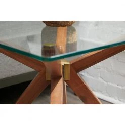 Marta 24in Mid Century Style Glass Top End Table, Walnut by Nyhus -Cheap sumyeg Store walnut nyhus end side tables hd 38142620 44 1000