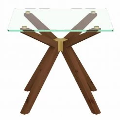 Marta 24in Mid Century Style Glass Top End Table, Walnut by Nyhus -Cheap sumyeg Store walnut nyhus end side tables hd 38142620 4f 1000