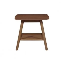 Afton 24in Mid-Century Style Solid Wood Walnut Lamp Table/End Table with Shelf Storage by Nyhus