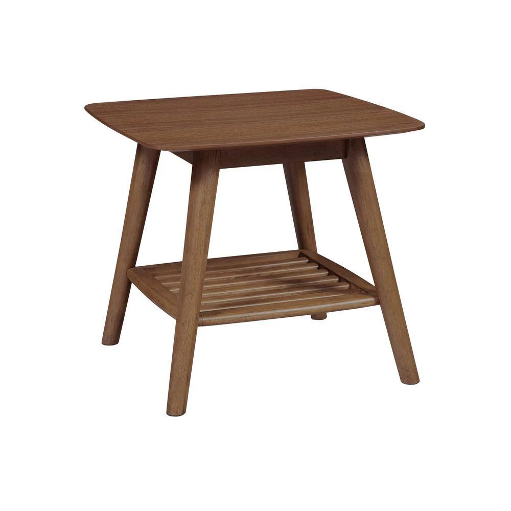 Afton 24in Mid-Century Style Solid Wood Walnut Lamp Table/End Table with Shelf Storage by Nyhus 4 Afton 24in Mid-Century Style Solid Wood Walnut Lamp Table/End Table with Shelf Storage by Nyhus - Image 2