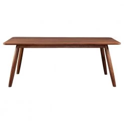 60 in. L x 35 in. W x 29.5 in. H Mid-Century Style Rectangular Solid Wood Walnut Dining Table with Rounded Corners by Nyhus