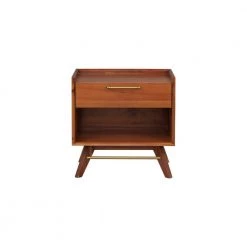 Marta 24in. Mid-Century Modern Style Solid Wood Nightstand with Drawer, Walnut by Nyhus