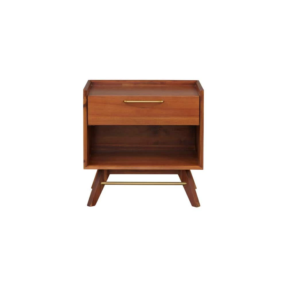 Marta 24in. Mid-Century Modern Style Solid Wood Nightstand with Drawer, Walnut by Nyhus 3 Marta 24in. Mid-Century Modern Style Solid Wood Nightstand with Drawer, Walnut by Nyhus