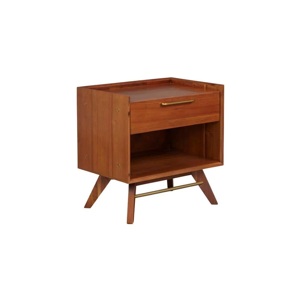 Marta 24in. Mid-Century Modern Style Solid Wood Nightstand with Drawer, Walnut by Nyhus 4 Marta 24in. Mid-Century Modern Style Solid Wood Nightstand with Drawer, Walnut by Nyhus - Image 2