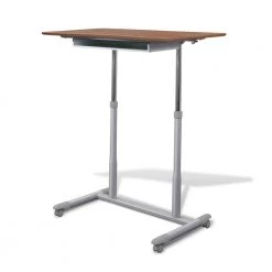 Octavia 42-in. Walnut Mobile Sit- Standing Desk with Silver Steel Base by Nyhus
