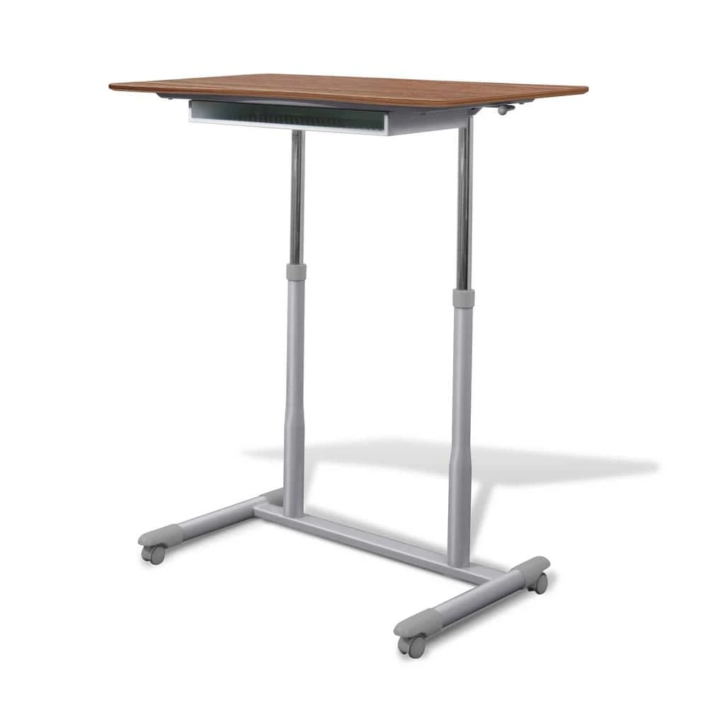 Octavia 42-in. Walnut Mobile Sit- Standing Desk with Silver Steel Base by Nyhus 3 Octavia 42-in. Walnut Mobile Sit- Standing Desk with Silver Steel Base by Nyhus