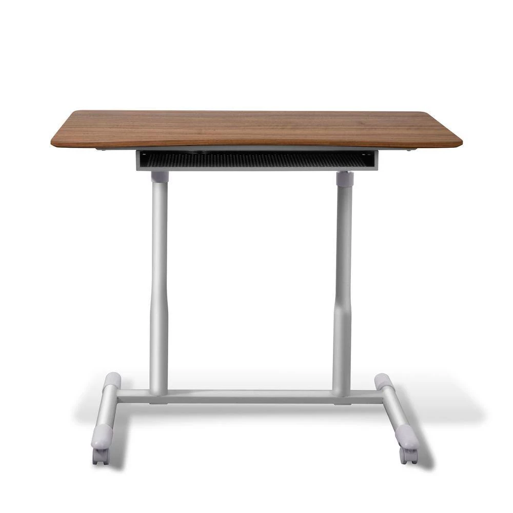 Octavia 42-in. Walnut Mobile Sit- Standing Desk with Silver Steel Base by Nyhus 6 Octavia 42-in. Walnut Mobile Sit- Standing Desk with Silver Steel Base by Nyhus - Image 4