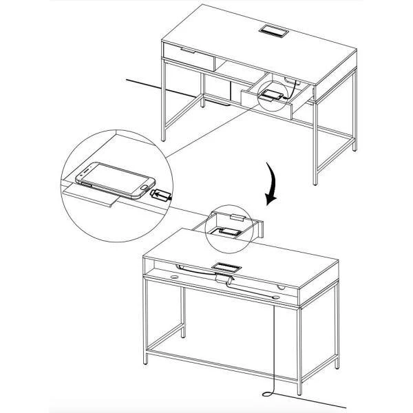 47 in. Walnut Rectangular Mid-Century Modern Style 2-Drawer Home Office Computer Desk with Built-In Storage by Nyhus 7 47 in. Walnut Rectangular Mid-Century Modern Style 2-Drawer Home Office Computer Desk with Built-In Storage by Nyhus - Image 5