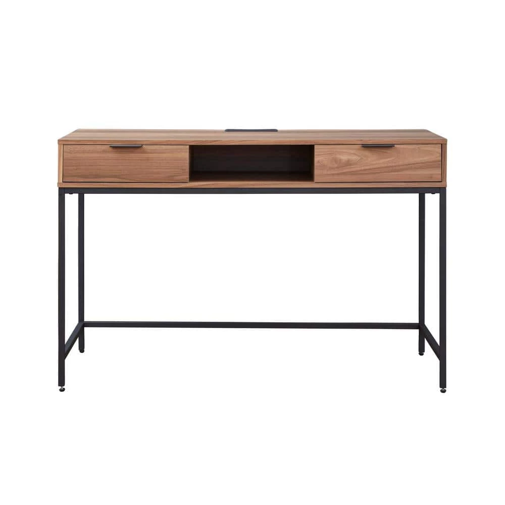 47 in. Walnut Rectangular Mid-Century Modern Style 2-Drawer Home Office Computer Desk with Built-In Storage by Nyhus 3 47 in. Walnut Rectangular Mid-Century Modern Style 2-Drawer Home Office Computer Desk with Built-In Storage by Nyhus