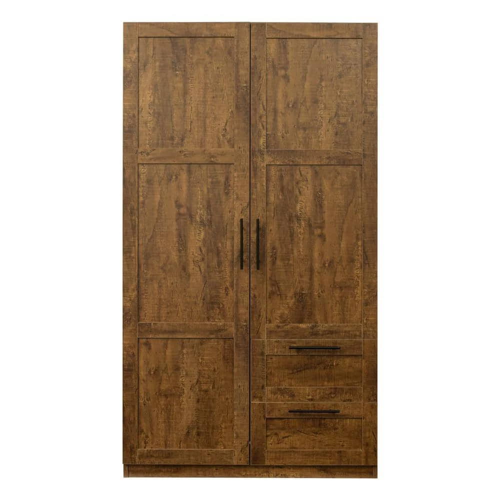 39.37 in. x 19.49 in. x 70.87 in. Walnut Wood Wardrobe Kitchen Cabinet Armoire with 2-Doors and 2-Drawers by sumyeg 3 39.37 in. x 19.49 in. x 70.87 in. Walnut Wood Wardrobe Kitchen Cabinet Armoire with 2-Doors and 2-Drawers by sumyeg